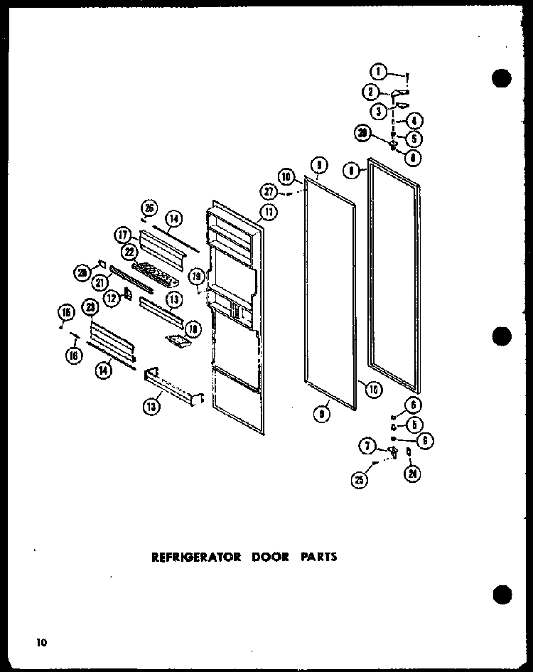 Refrigerator Door Parts Diagram and Parts List for SRI-22E-A-P74870-11WA  Amana Refrigerator