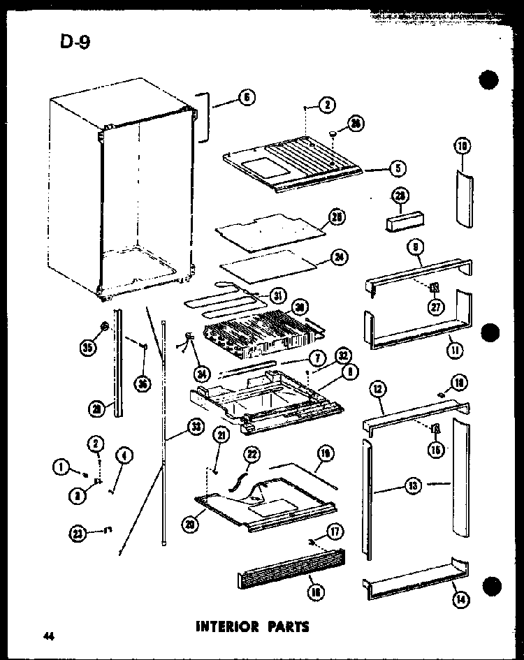 Interior Parts Diagram and Parts List for TC18D-L-P74660-5WL  Amana Refrigerator