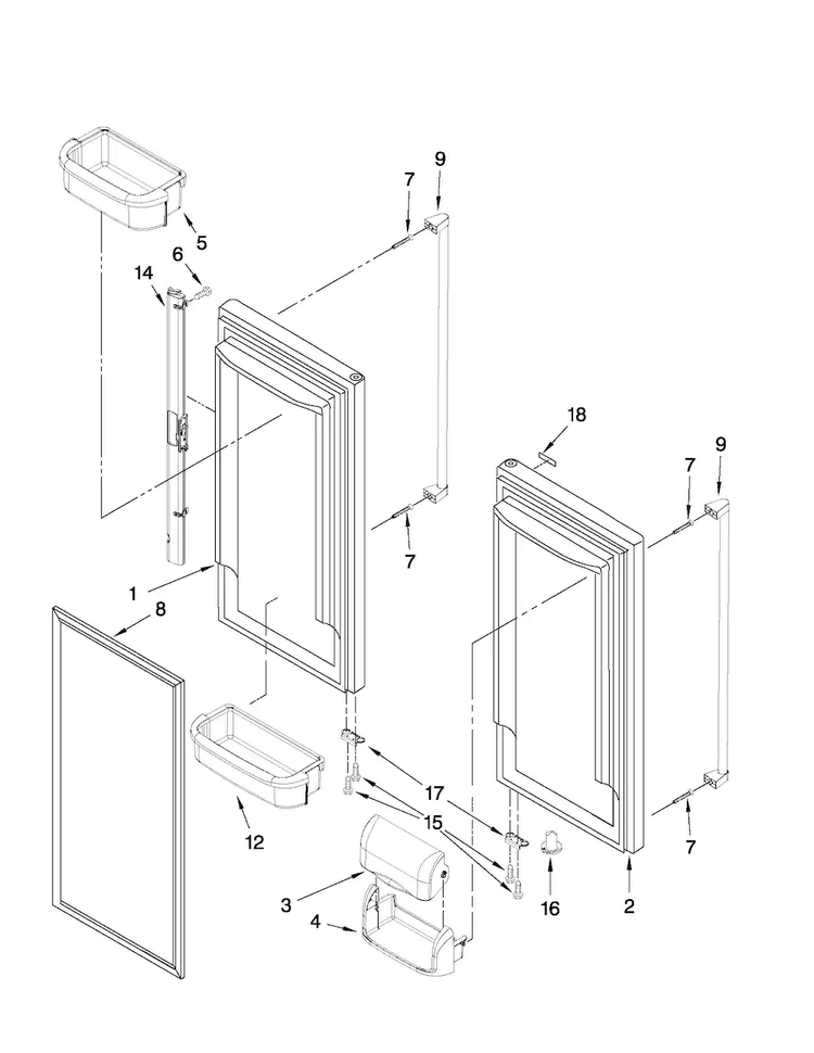 Refrigerator Door Parts Diagram and Parts List for JFC2089WEP9  Jenn-Air Refrigerator