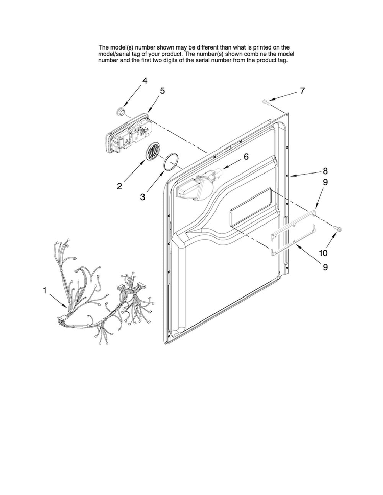 Door And Latch Parts Diagram and Parts List for MDB5601AWS2  Maytag Dishwasher