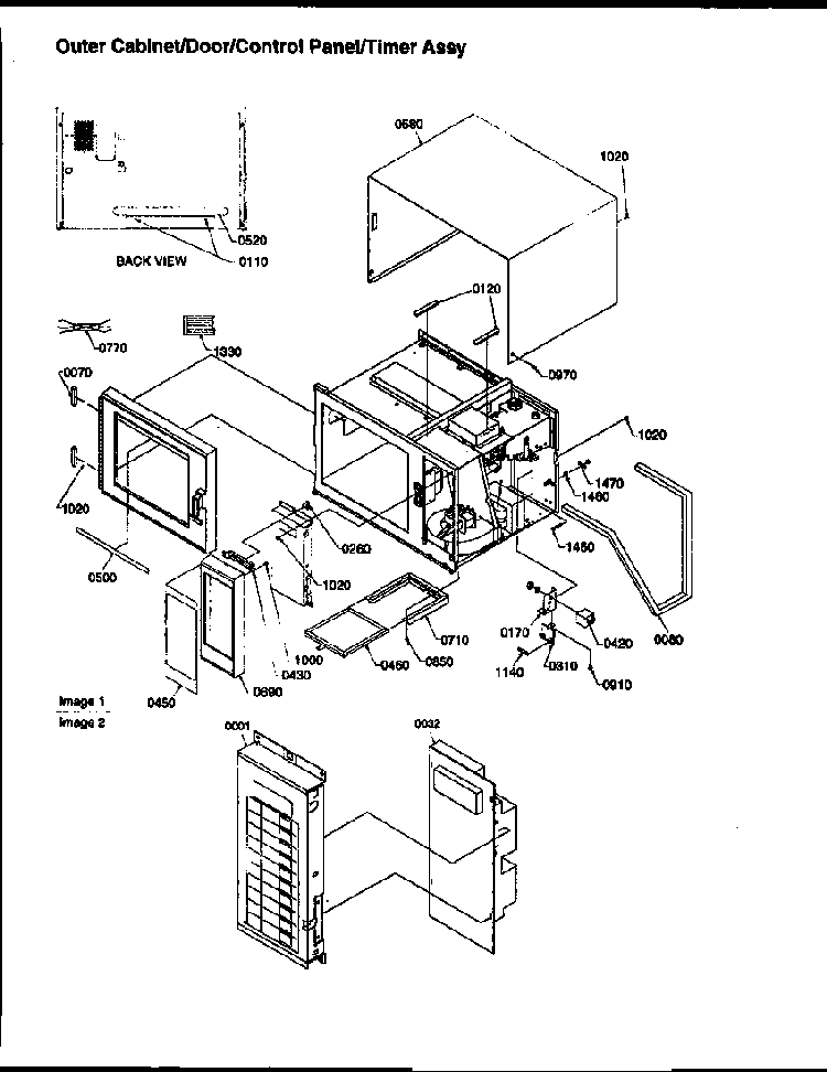 Outer Cabinet/door/control Panel/timer Assy Diagram and Parts List for RFS511SW2-P1300104MX  Amana Microwave