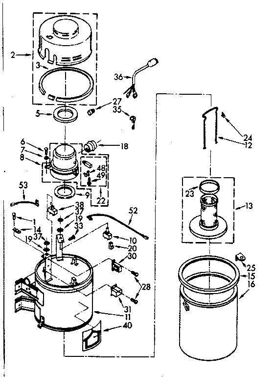 Unit Parts Diagram and Parts List for 11640540  Kenmore Central Vacuum