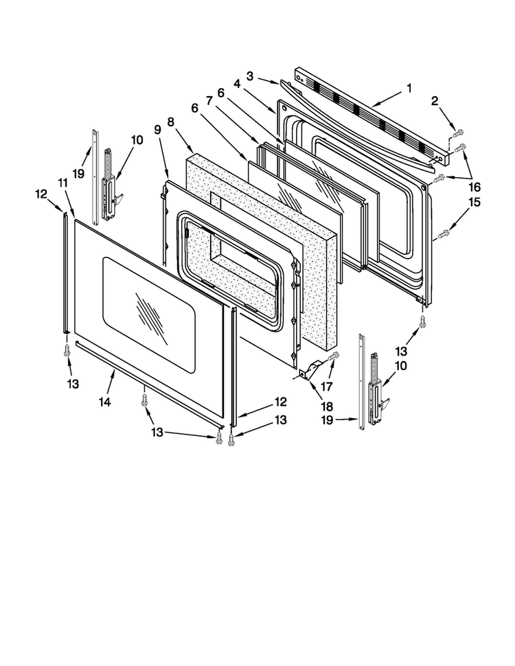 Door Parts Diagram and Parts List for AER5844VCB2  Amana Range