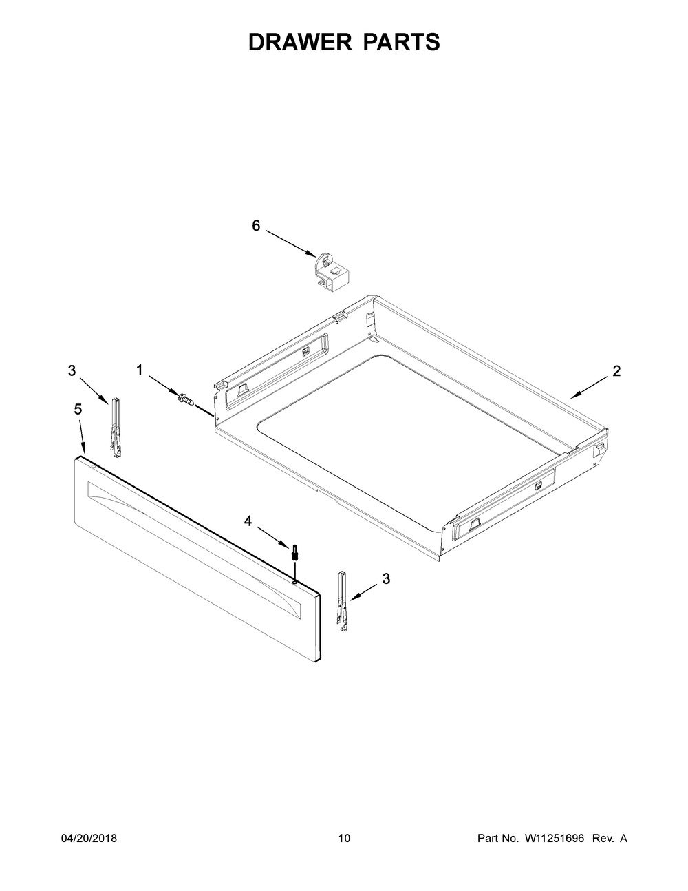 Drawer Parts Diagram and Parts List for ACR4303MFW2  Maytag Range