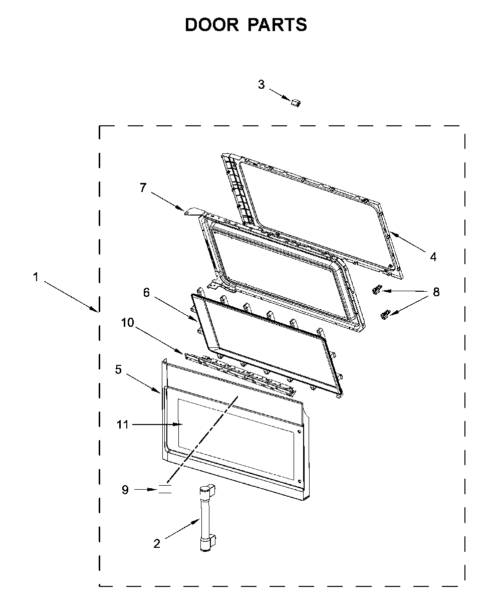 Door parts Diagram and Parts List for MMV6190FB3  Maytag Microwave