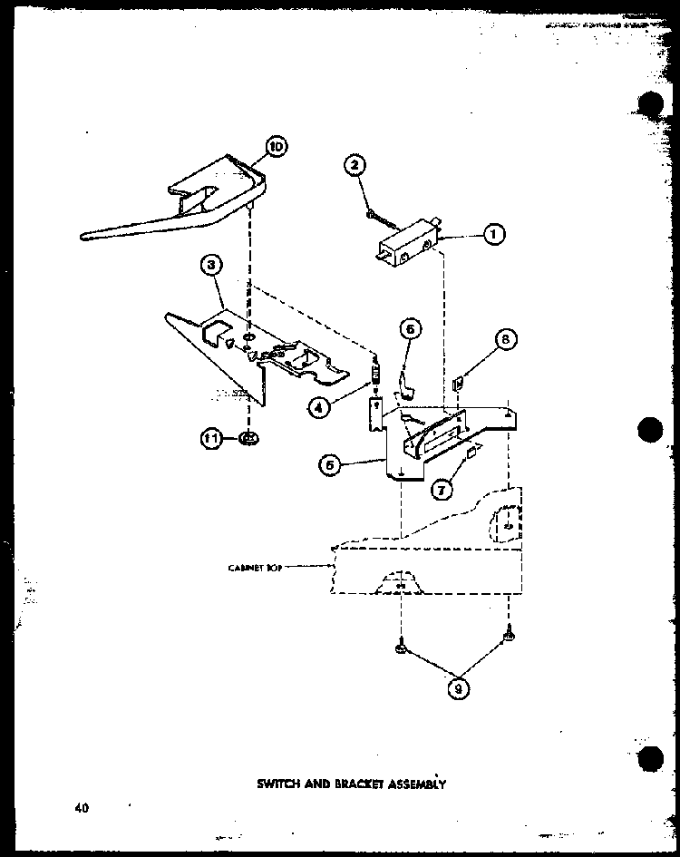Switch And Bracket Assembly Diagram and Parts List for TAA400 P77040-2W Amana Washer