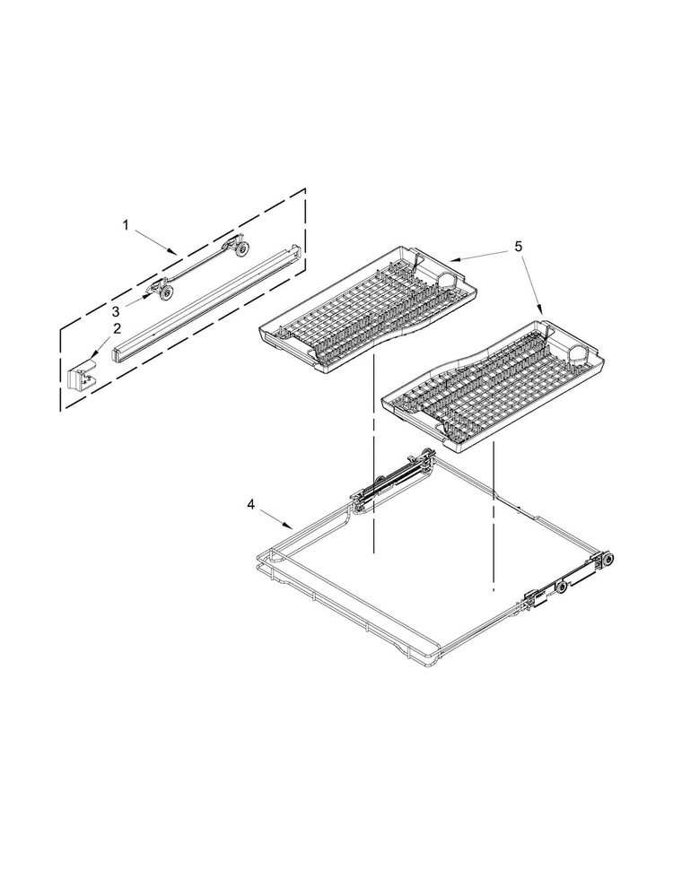 Third Level Rack And Track Parts Diagram and Parts List for JDB8700AWP3  Jenn-Air Dishwasher