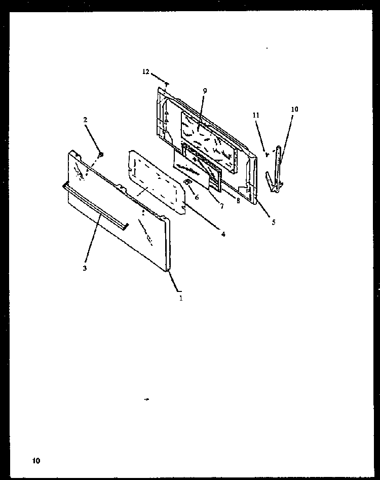 Oven Door Diagram and Parts List for EHT330-P1142446NW  Caloric Range