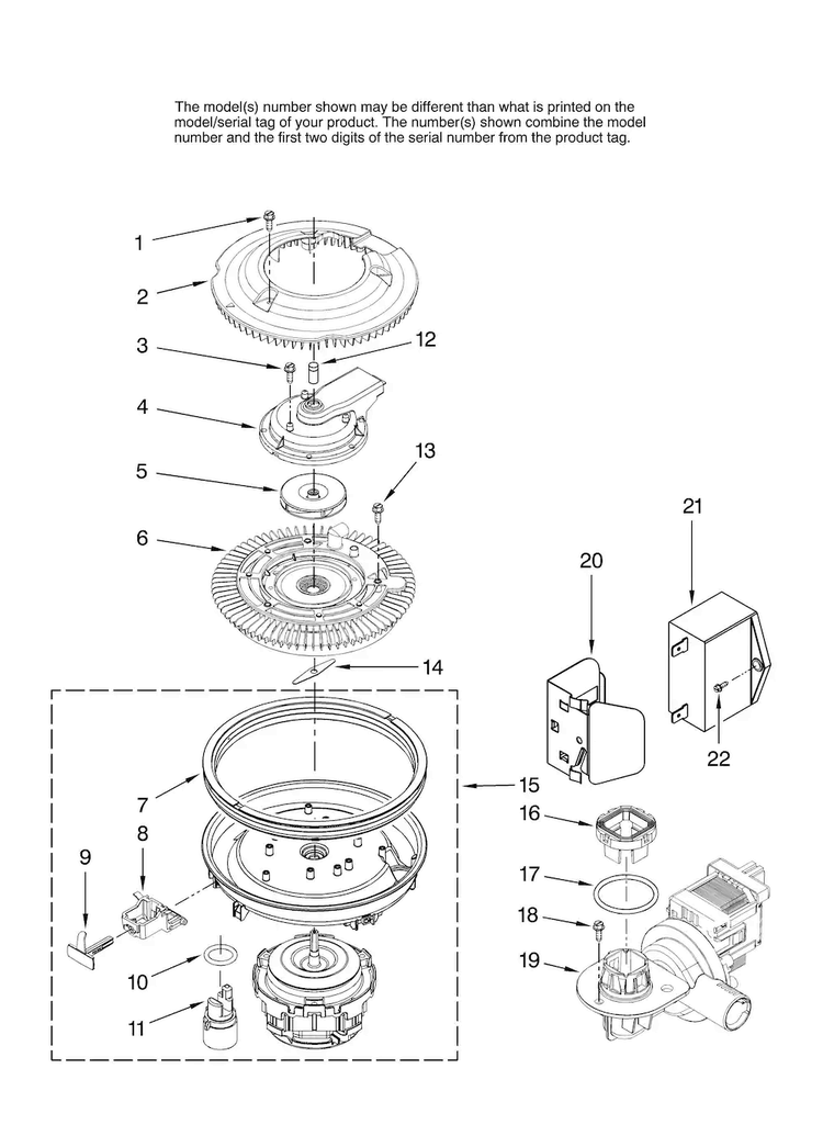 Pump And Motor Parts Diagram and Parts List for JDB1105AWB0  Jenn-Air Dishwasher