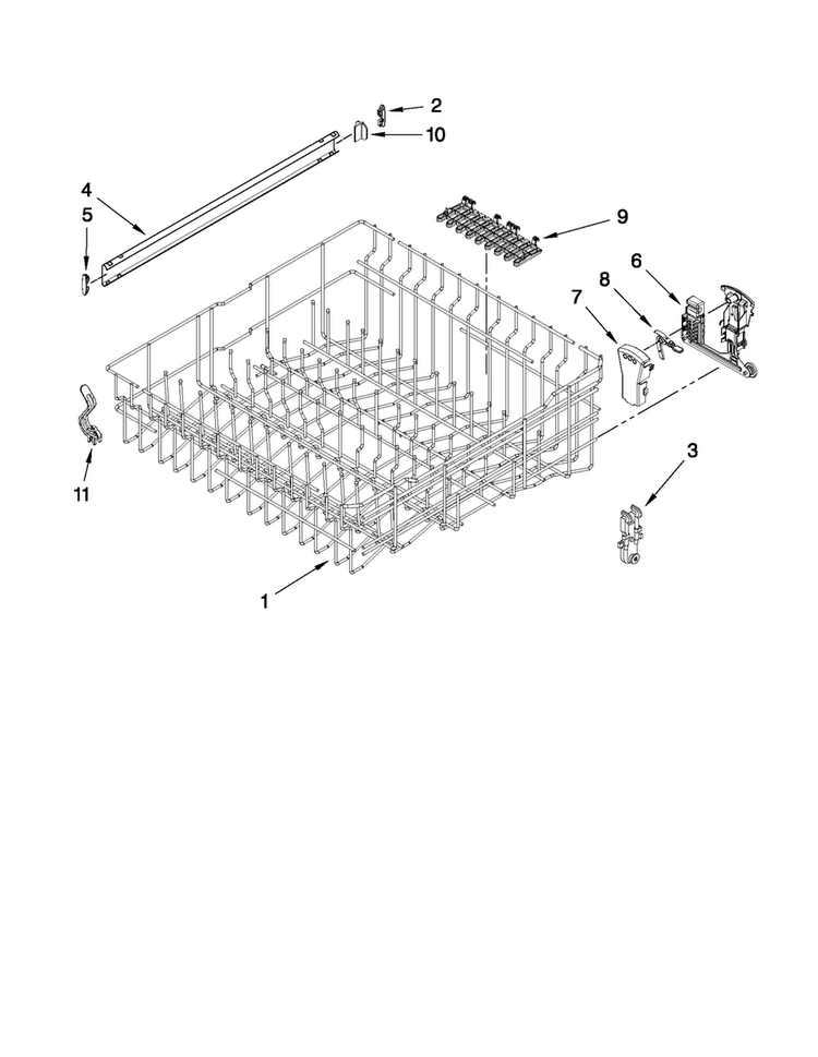 Upper Rack And Track Parts Diagram and Parts List for MDB8959AWB6  Maytag Dishwasher
