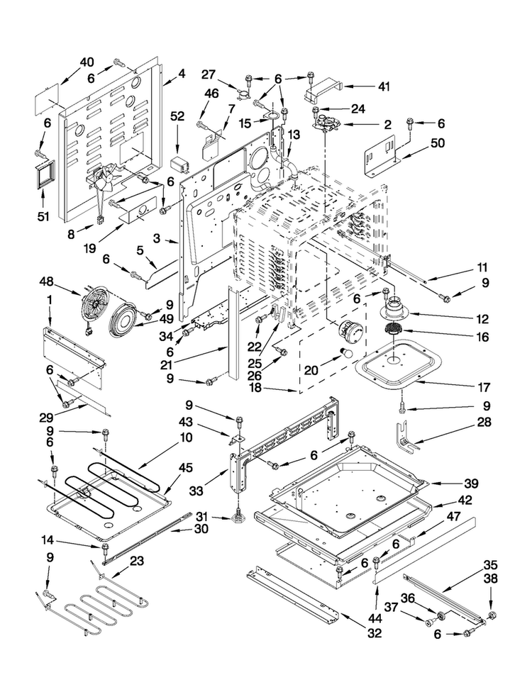 Chassis Parts Diagram and Parts List for MES5875BCW21  Maytag Range