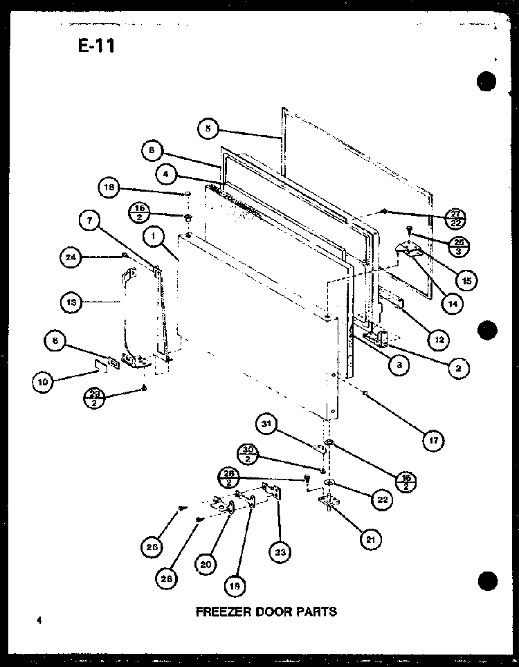 Freezer Door Parts Diagram and Parts List for TC18GG-P75535-11W  Amana Refrigerator