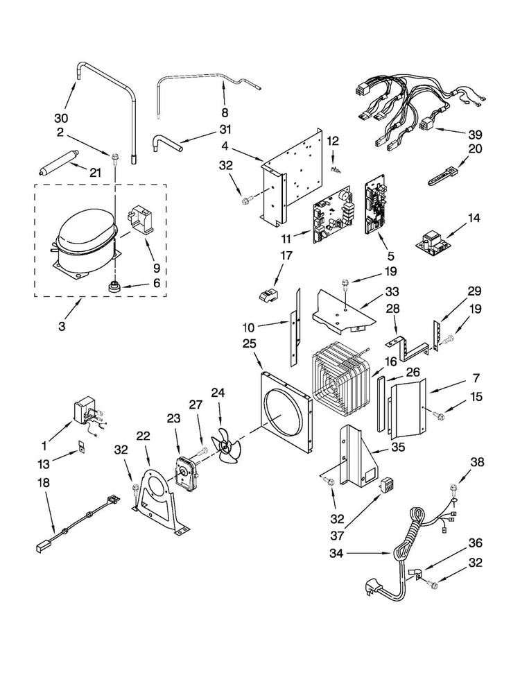 Upper Unit Parts Diagram and Parts List for JS42PPDUDB02  Jenn-Air Refrigerator