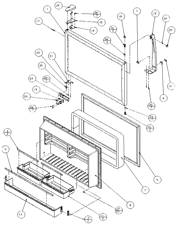 Freezer Door Diagram and Parts List for 85158-P1117110W  Amana Refrigerator