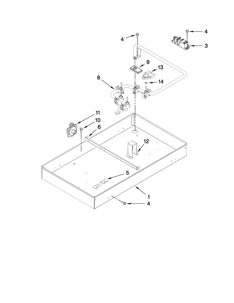 Burner Box, Gas Valves, And Switches Diagram and Parts List for JGC9536BDS15  Jenn-Air Cooktop