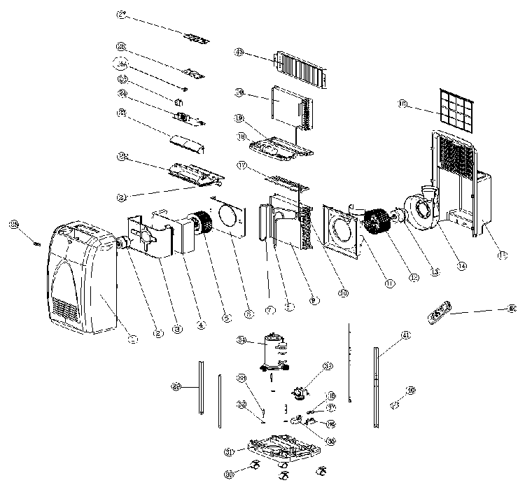 Cabinet Parts Diagram and Parts List for AAP-12DR1FA  Admiral Air Conditioner