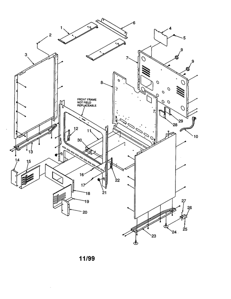Cabinet Diagram and Parts List for ARG3601W-P1143357NW  Amana Range