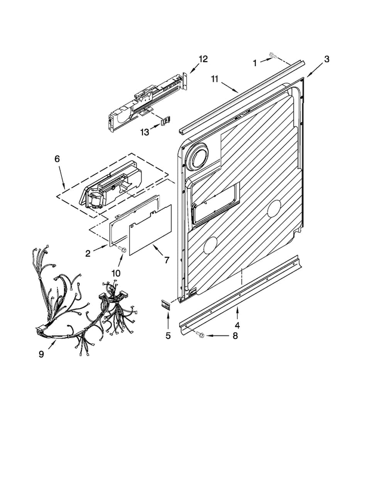 Inner Door Parts Diagram and Parts List for MDB7749SAW0  Maytag Dishwasher