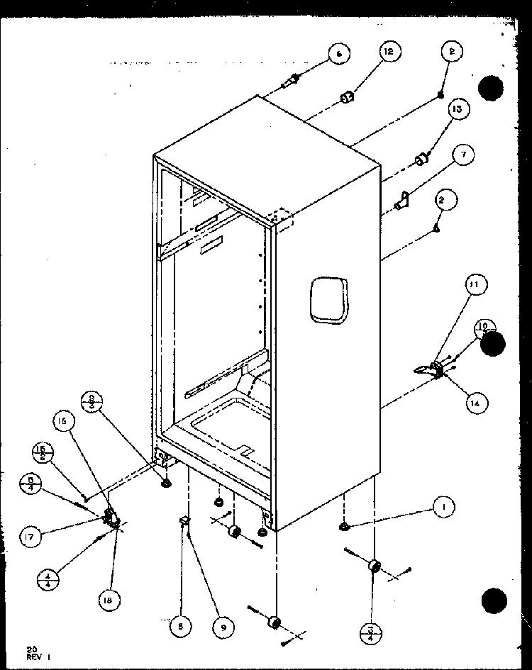 Cabinet Diagram and Parts List for TR18QB2L-P1111308WL  Amana Refrigerator