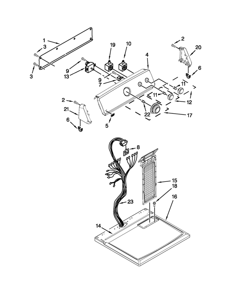 Top And Console Parts Diagram and Parts List for MEDC300XW1  Maytag Dryer