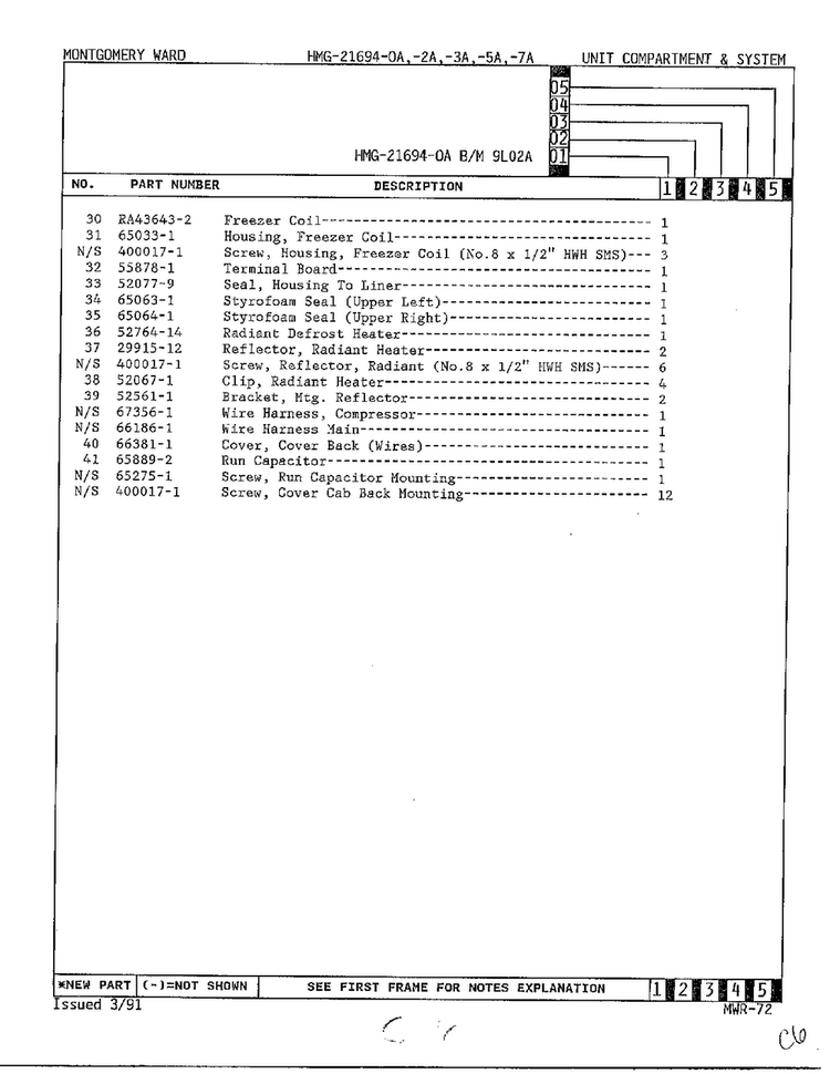 Unit Compartment And System Page 3 Diagram and Parts List for 21694A  Admiral Refrigerator