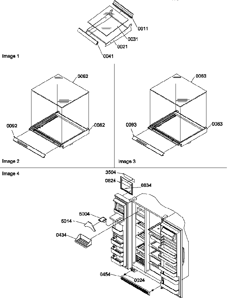 Shelf, Crisper Assemblies & Toe Grille Diagram and Parts List for SGD22TL-P1303510WL  Amana Refrigerator
