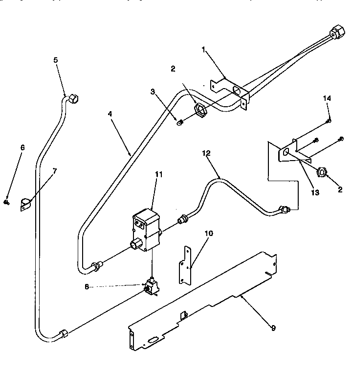 Gas Supply Diagram and Parts List for ARG7600L-P1143321NL  Amana Range