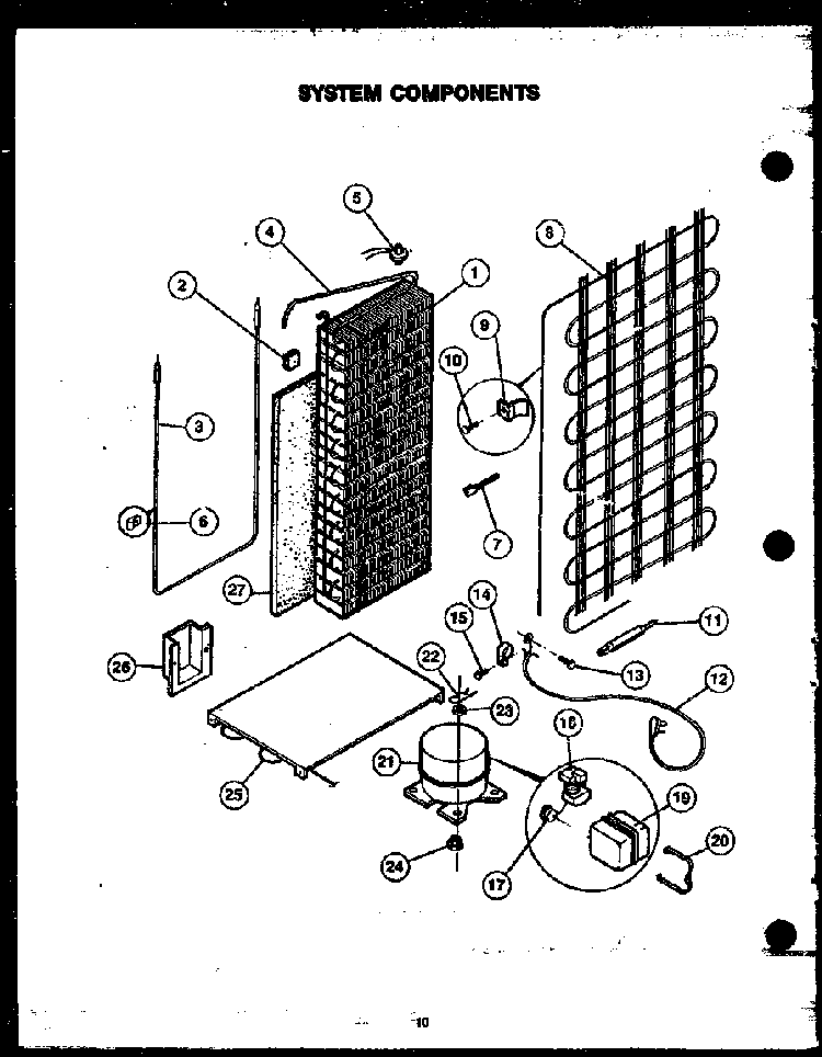 System Components Diagram and Parts List for GFD240 MN04 Caloric Refrigerator