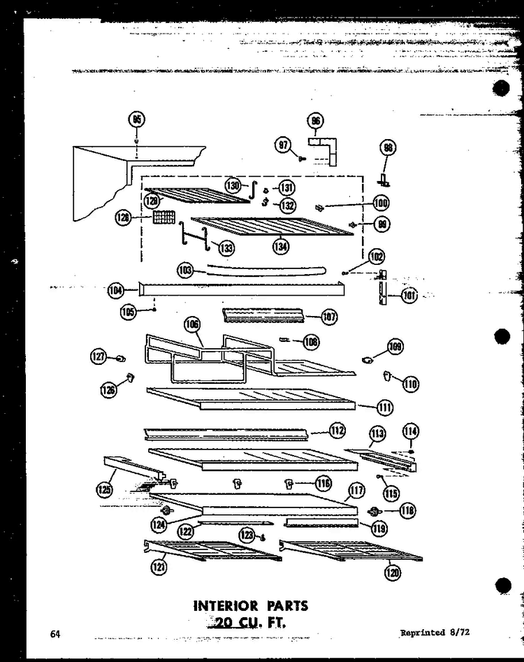 Interior Parts 20 Cu. Ft. Diagram and Parts List for T16J-P60178-1W  Amana Refrigerator