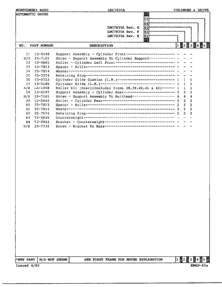 Cylinder And Drive Page 3 Diagram and Parts List for 7834A REV E Norge Dryer