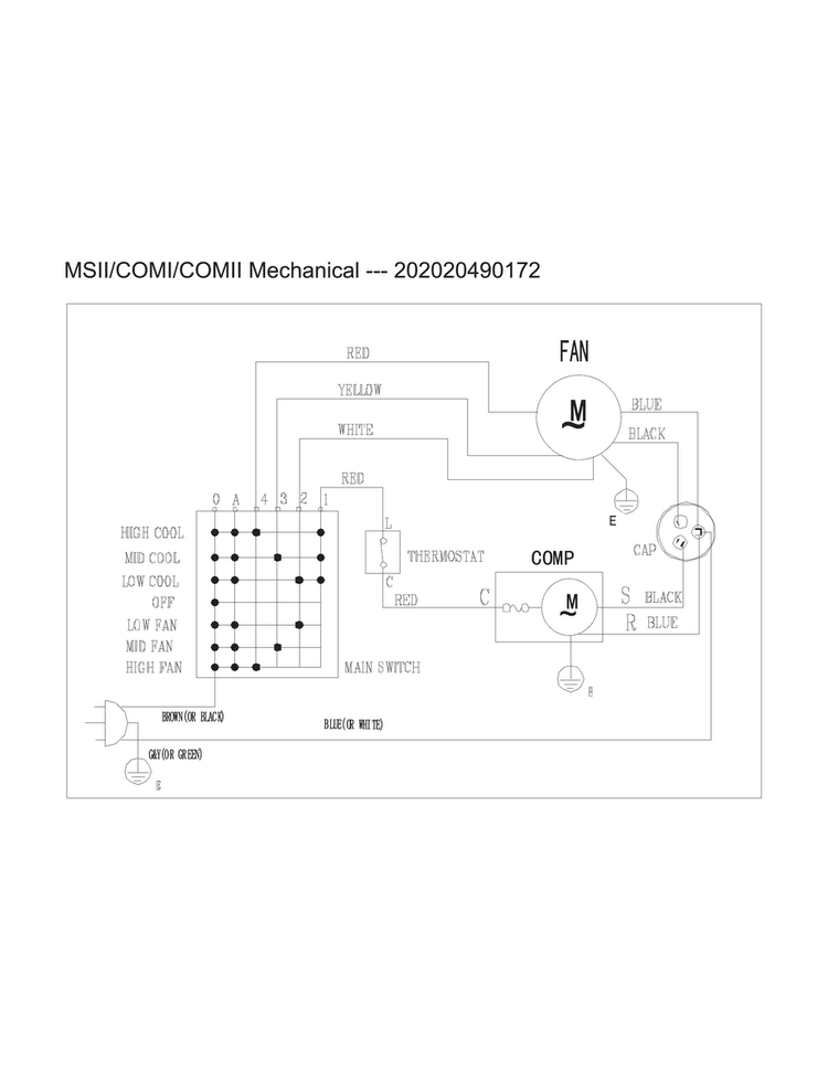 Wiring Diagram Diagram and Parts List for CAE06MCR13  Crosley Air Conditioner