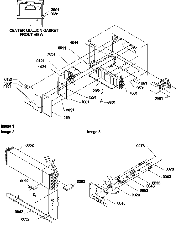 Evaporator And Fan Motor Assemblies Diagram and Parts List for TGI21VW-P1310901WW  Amana Refrigerator