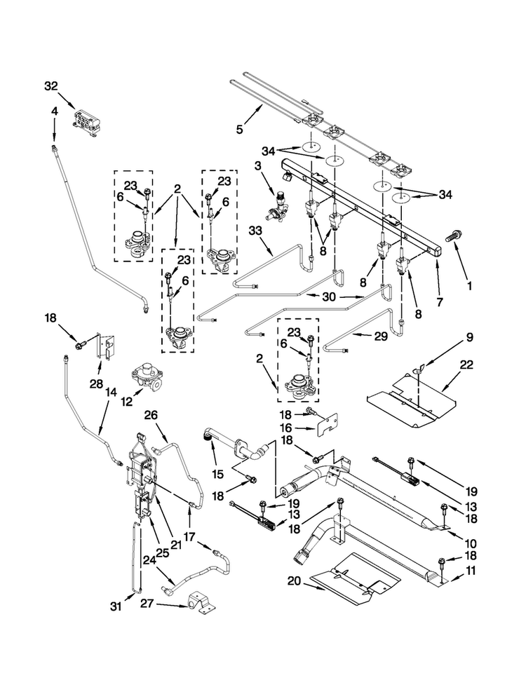 Manifold Parts Diagram and Parts List for MGR6751BDB18  Maytag Range