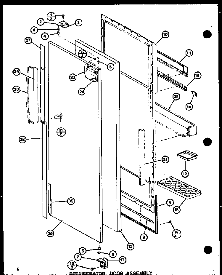 Refrigerator Door Assembly Diagram and Parts List for SL22GL-P7745508WL  Amana Refrigerator