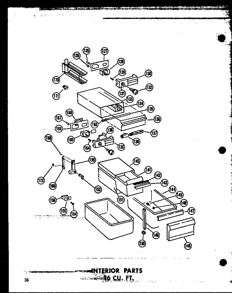 Interior Parts 16 Cu. Ft. Diagram and Parts List for T16J-P60236-9W  Amana Refrigerator