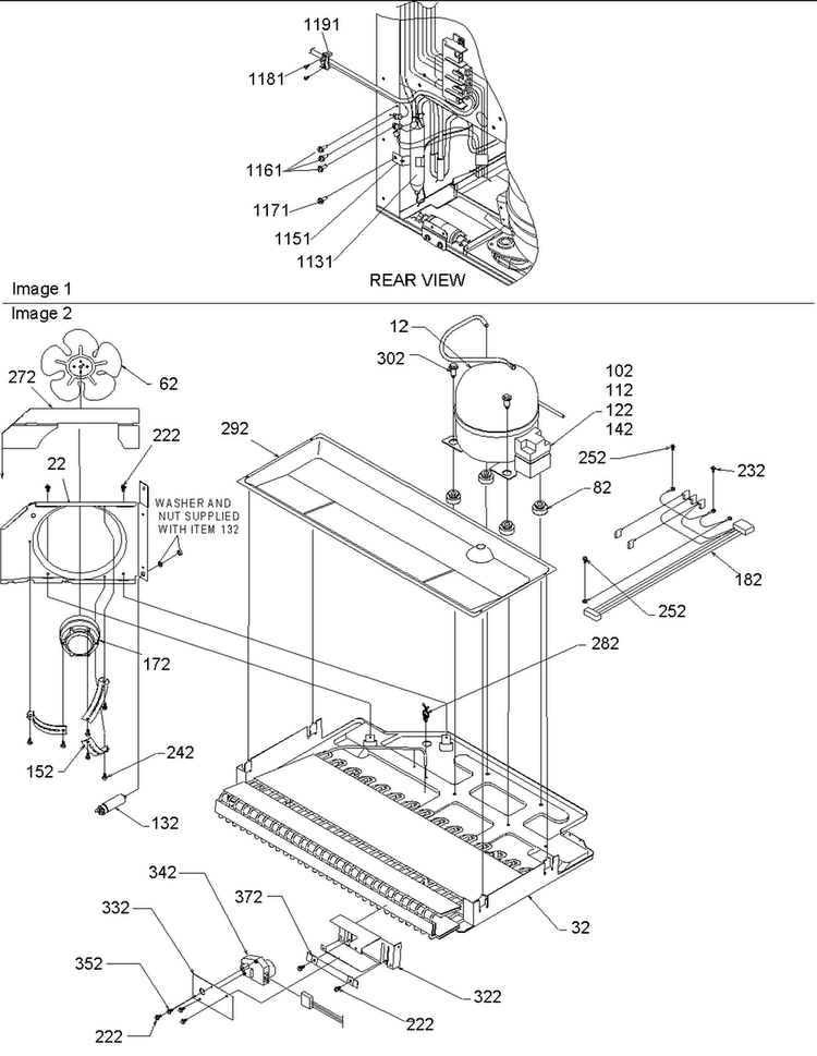Machine Compartment Diagram and Parts List for BX518VE-P1324301WE  Amana Refrigerator
