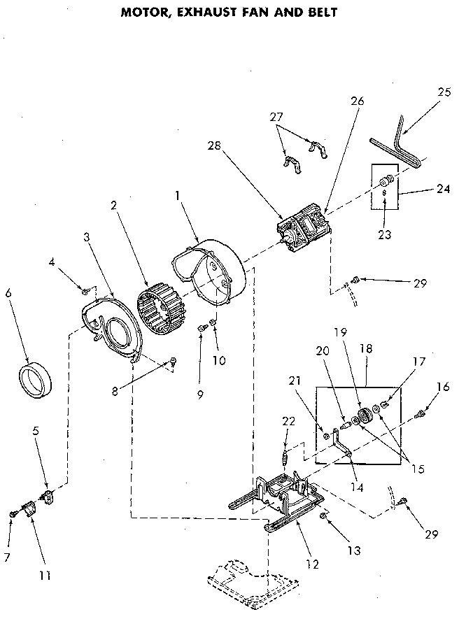 Motor And Exhaust Fan Diagram and Parts List for NG4819L53738  Speed Queen Dryer