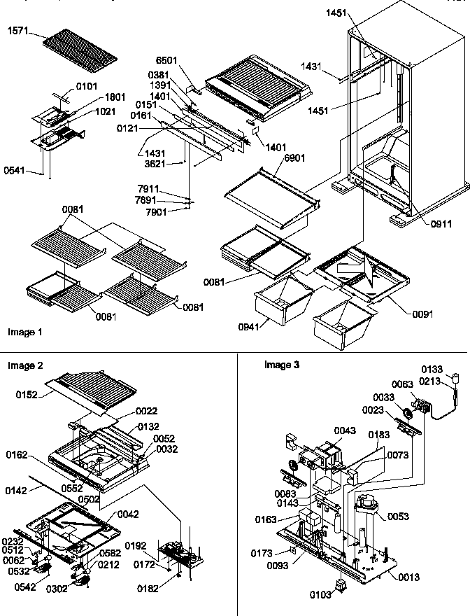 Interior Cabinet And Drain Block Assembly Diagram and Parts List for TG518SW-P1180903WW  Amana Refrigerator