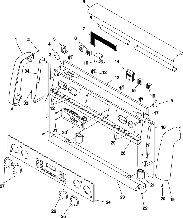 Backguard Diagram and Parts List for ARHC8700WW-P114267  Amana Range