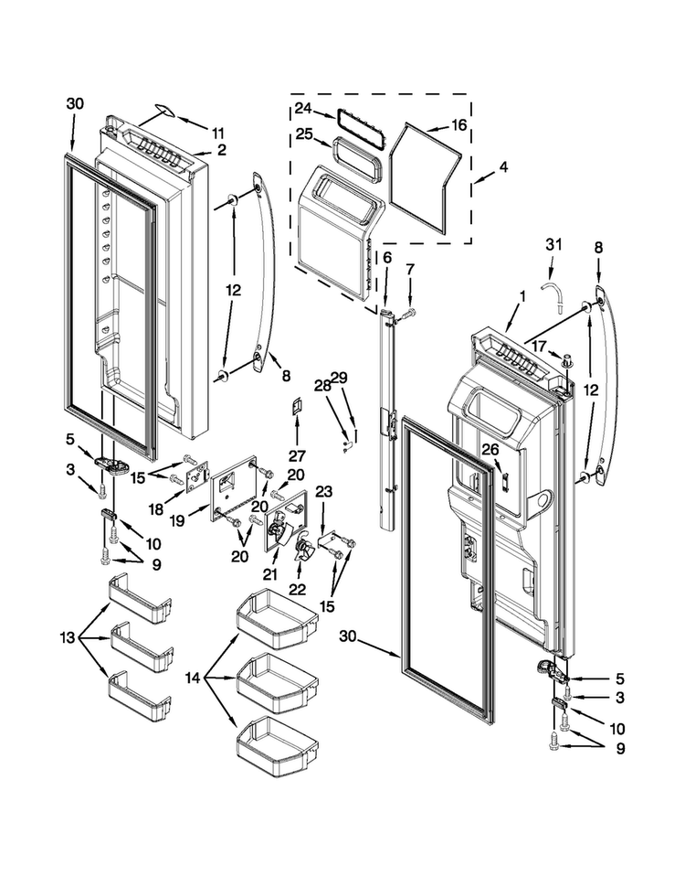 Refrigerator Door Parts Diagram and Parts List for MFT2673BEW10  Maytag Refrigerator