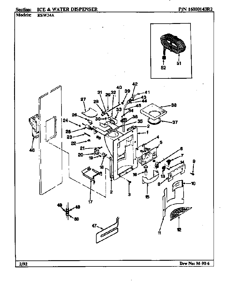 Ice & Water Dispenser Diagram and Parts List for ERSW24A AM81F Maytag Refrigerator