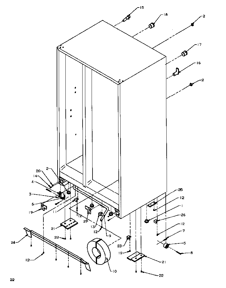 Drain And Rollers Diagram and Parts List for SXDE27QE-P1162208WE  Amana Refrigerator