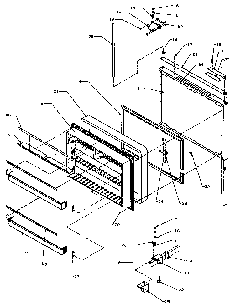 Freezer Door Diagram and Parts List for BX22A5L-P1182302WL  Amana Refrigerator