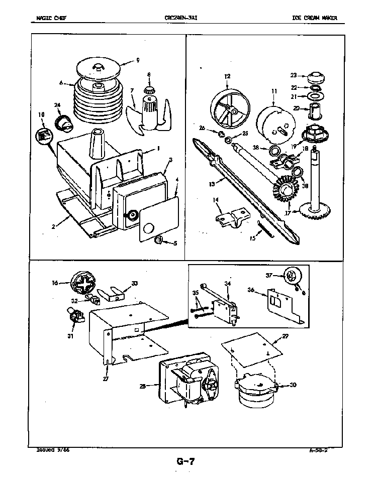 Ice Cream Maker Diagram and Parts List for CRC24EA-3AI-5M75B  Magic Chef Refrigerator