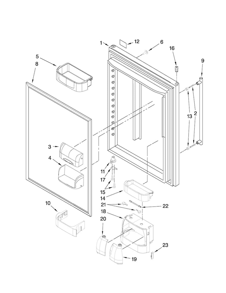 Refrigerator Door Parts Diagram and Parts List for JBL2088HES5  Jenn-Air Refrigerator