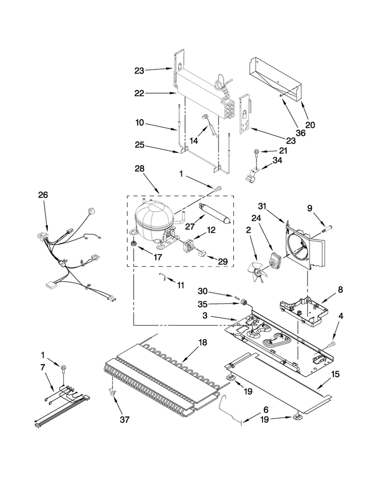 Unit Parts Diagram and Parts List for MBF2556KEQ3  Maytag Refrigerator