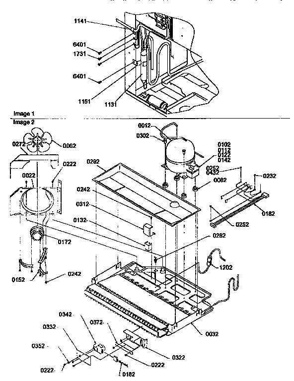 Machine Compartment Assembly Diagram and Parts List for BX22S5E-P1196705WL  Amana Refrigerator