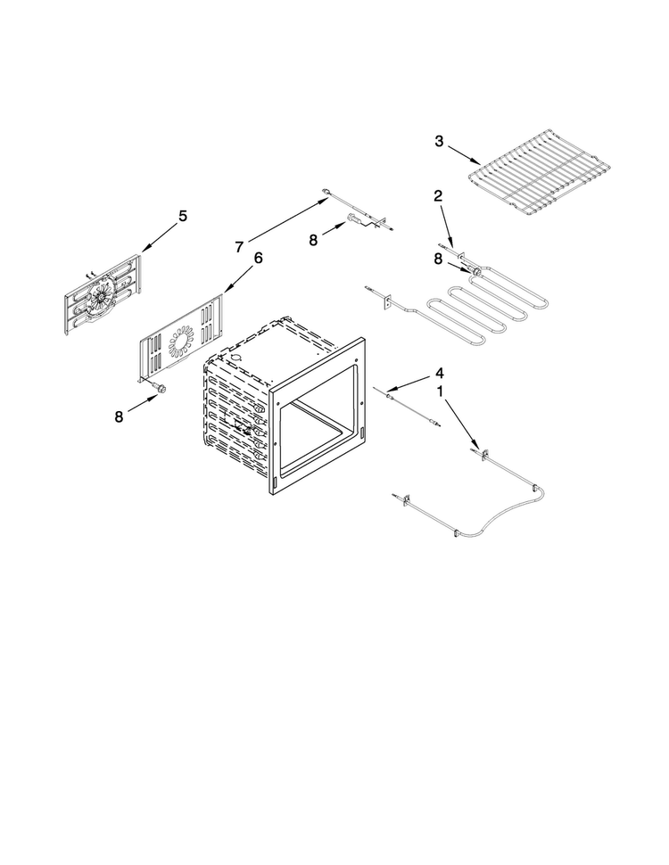 Internal Oven Parts Diagram and Parts List for JES9900BCS21  Jenn-Air Range