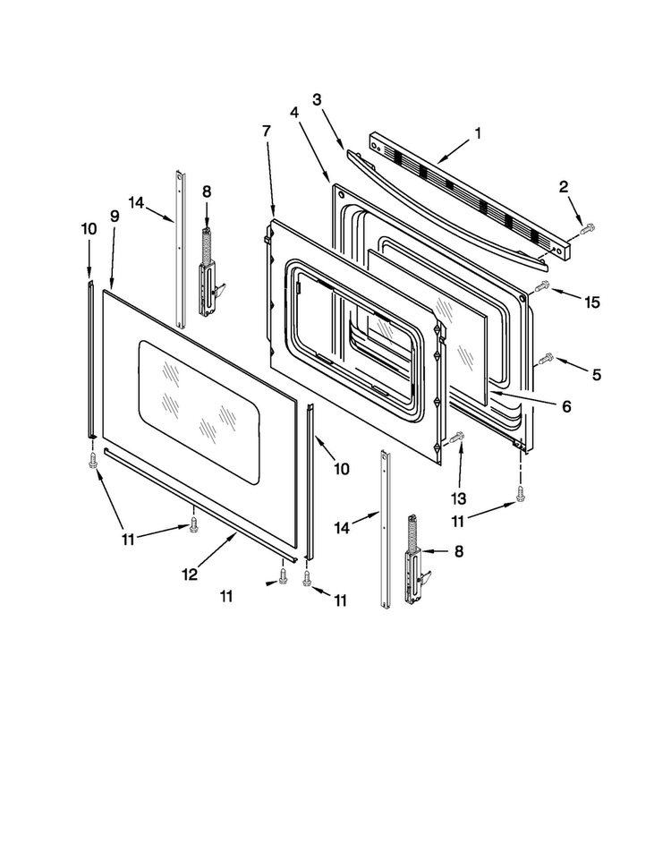 Door Parts Diagram and Parts List for AER5823XCW1  Amana Range