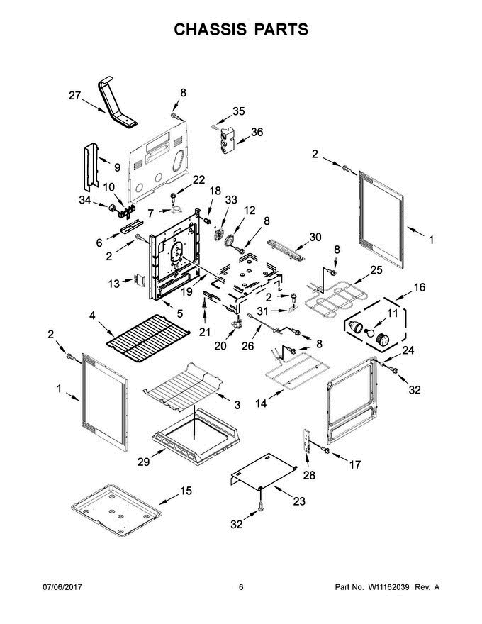04 - Chassis Parts Diagram and Parts List for MER8700DS2  Maytag Range